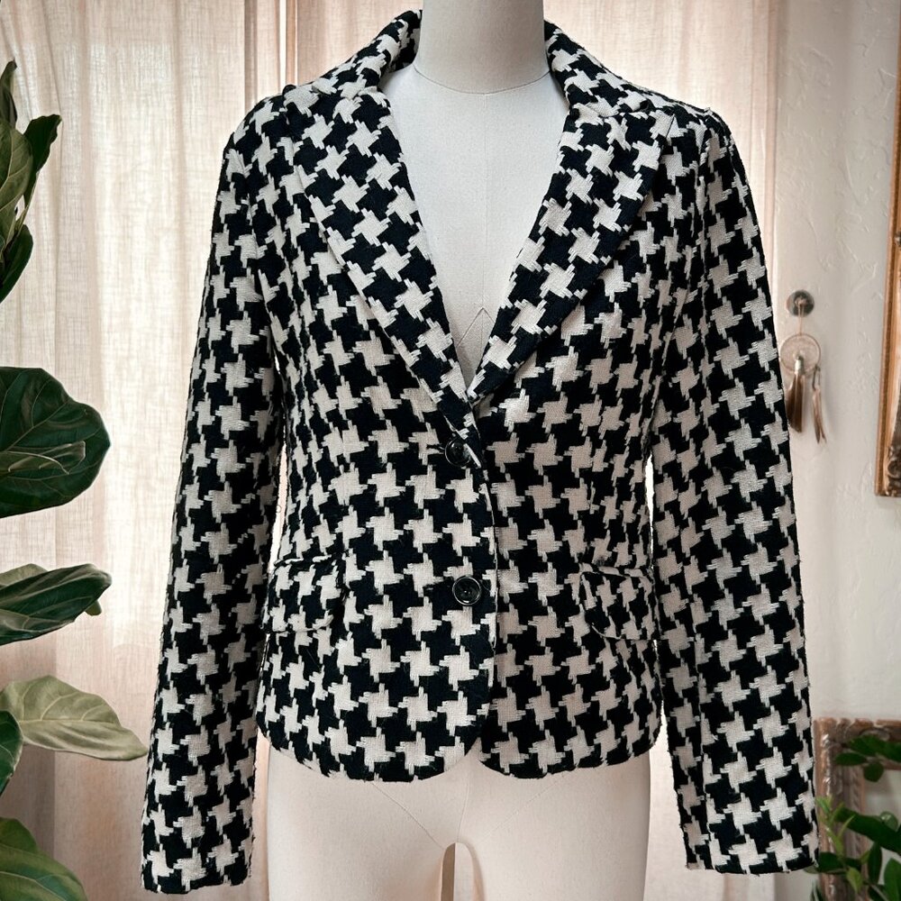 Black & White Houndstooth‎ Blazer Clueless Parisian Preppy Statement Jacket, 6